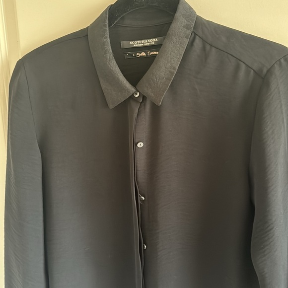 Scotch & Soda Silk Soiree Black Button Down Blouse - Picture 10 of 12
